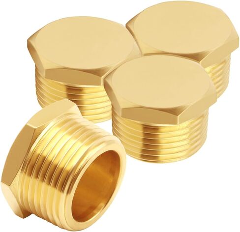 6PCS Brass 1/4 Inch NPT Plug Outer Hex 1/4" NPT Male Thread Socket Pipe End Plugs Fitting for Water/Oil/Gas in Kuwait