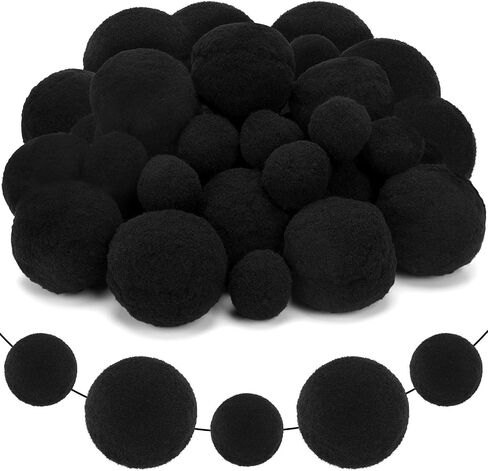 SEPGLITTER 30Pcs Large Black Pom Poms for DIY Crafts 2 Inch and 1.2 Inch in Saudi Arabia