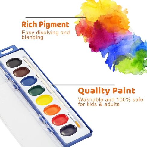 VEESA Washable Watercolorsfor Kids, 5 Pack, 8 Colors with Paint Brush in Saudi Arabia