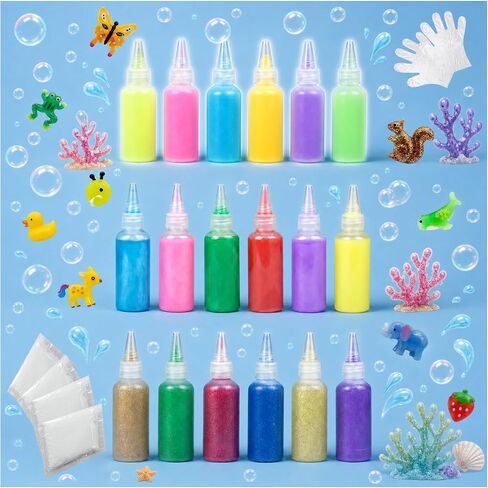 Magic Water Elf Powder Refill 4 Packs + 6 Pearly, 6 Sparkle, 6 Glow Gels in Saudi Arabia