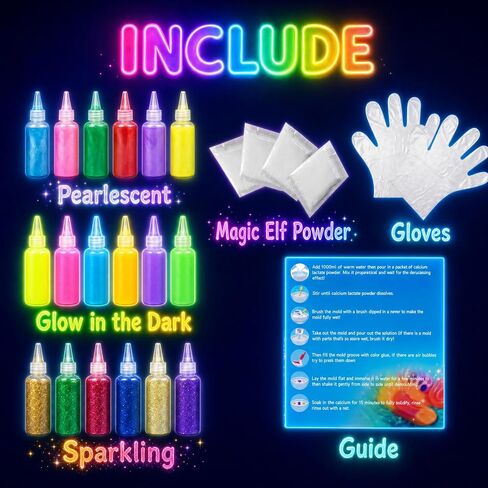 Magic Water Elf Powder Refill 4 Packs + 6 Pearly, 6 Sparkle, 6 Glow Gels in Saudi Arabia