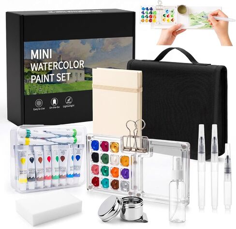 Travel Watercolor Paint Set, 24 Colors Mini Water Color Kit For Adult Kids in Saudi Arabia
