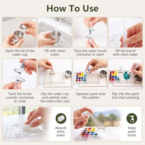 Travel Watercolor Paint Set, 24 Colors Mini Water Color Kit For Adult Kids in Saudi Arabia