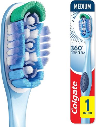 فرشاة أسنان 360 مع أداة تنظيف اللسان والخد من كولجيت, Medium 1 Pack in Kuwait
