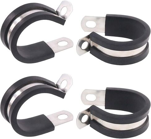 Keadic 20Pcs 1/4" (6mm) Cable Clamp Rubber Wire Clamps Stainless Steel Rubber Cushioned Insulated Clamps in Kuwait