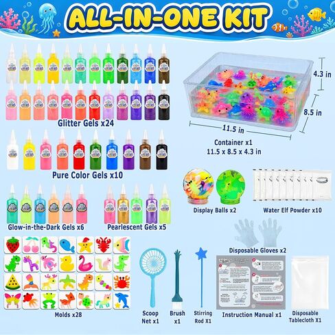 WUJYLY Magic Water Elf Toy Kit, 45 Gels, 28 Molds, Magic Gel Water Pets in Saudi Arabia
