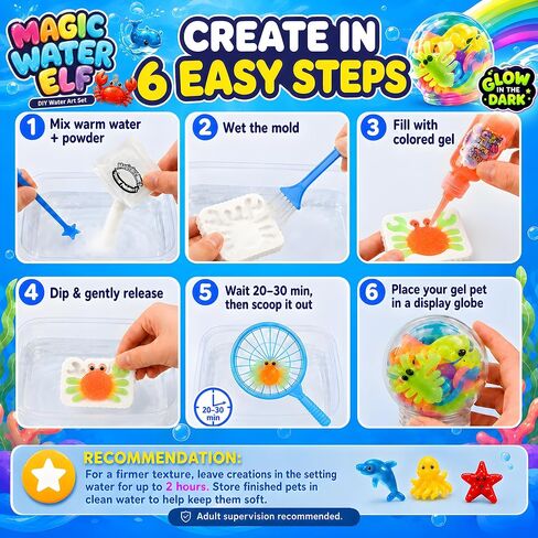 WUJYLY Magic Water Elf Toy Kit, 45 Gels, 28 Molds, Magic Gel Water Pets in Saudi Arabia