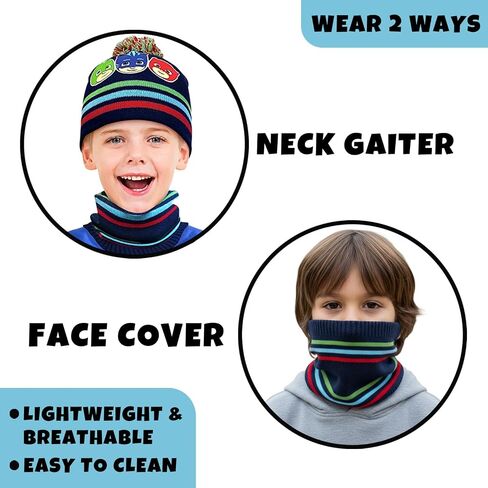 PJ Masks Winter Hat, Mittens, and Gaiter Scarf Three Piece Set, Size Age-2T-4T, PJ Masks Hat Mitten Gaiter Set in Kuwait