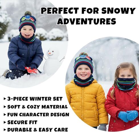PJ Masks Winter Hat, Mittens, and Gaiter Scarf Three Piece Set, Size Age-2T-4T, PJ Masks Hat Mitten Gaiter Set in Kuwait