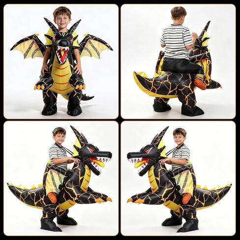 Inflatable Dragon Costume for Kids, Ride On Halloween Costume Light-Up Eyes in Kuwait