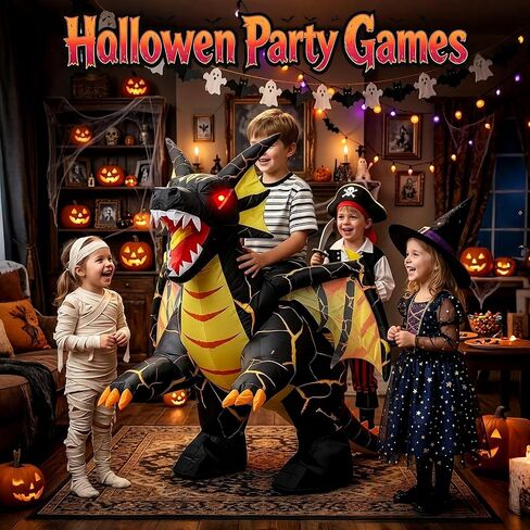 Inflatable Dragon Costume for Kids, Ride On Halloween Costume Light-Up Eyes in Kuwait