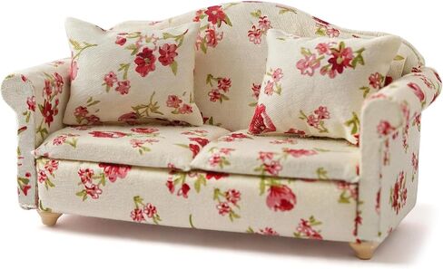 1:12 Scale Miniature Couch Wooden Sofa Dollhouse, Khaki in Saudi Arabia