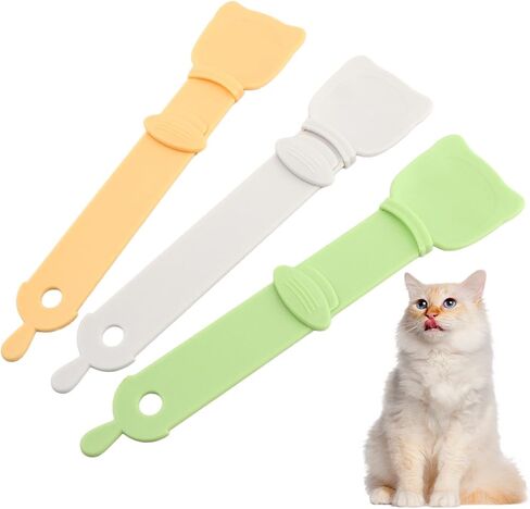 3 Pack Cat Strip Feeder Spoon, Cute Cat Head Pet Treat Squeezer in Kuwait