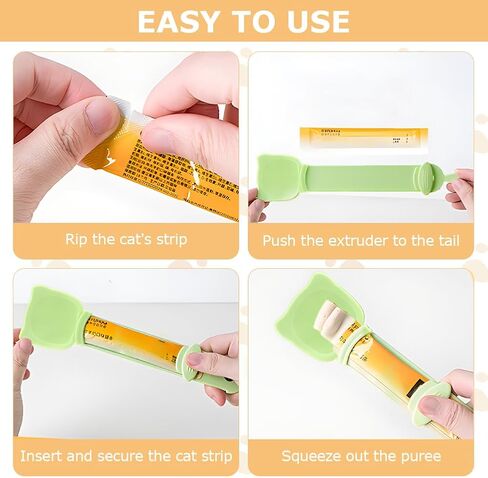 3 Pack Cat Strip Feeder Spoon, Cute Cat Head Pet Treat Squeezer in Kuwait