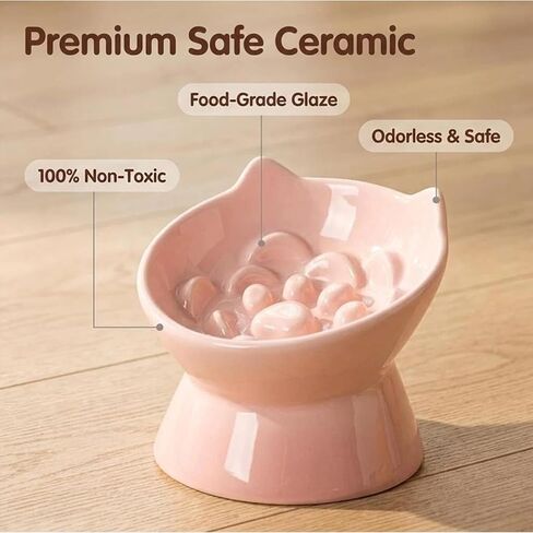 3 Pack Elevated Cat Slow Feeder Ceramic, Elevated Slow Food Bowl in Kuwait