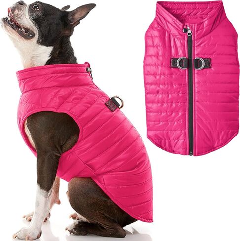 سترة Gooby Puffer Vest للكلاب - وردي، متوسط ​​- نحيف للغاية مع سحاب للرياح مع مقود مزدوج على شكل حرف D - معطف سترة للكلاب الصغيرة مقاوم للماء - ملابس للكلاب الصغيرة والصبيان أو الكلاب المتوسطة in Kuwait