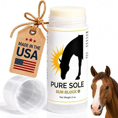 Pure Sole Horse Nose Sunscreen | Moisturizing Equine Sunblock with Non-Nano Zinc Oxide for Pink Noses, White Noses, Sensitive Skin | Broad Spectrum UV Protection | Water Resistant, 2 oz Push-Up Stick in Kuwait