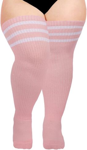 Moon Wood Plus Size Thigh High Socks for Thick Thighs- Womens Knit Cotton Extra Long Over the Knee High Socks Leg Warmer in Kuwait