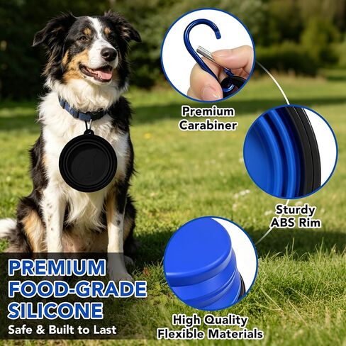 2 Pcs 22 oz Pet Collapsible Travel Dog Bowls with Secure Clasp in Kuwait