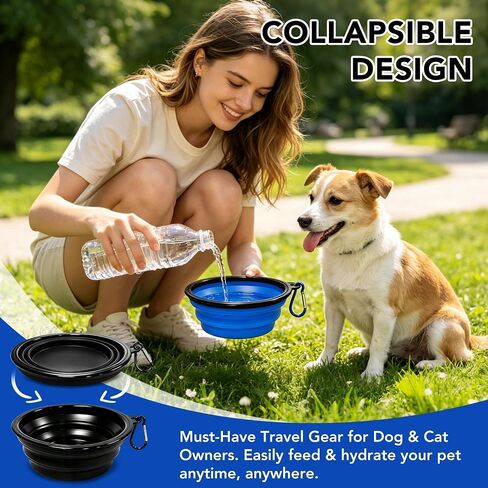 2 Pcs 22 oz Pet Collapsible Travel Dog Bowls with Secure Clasp in Kuwait