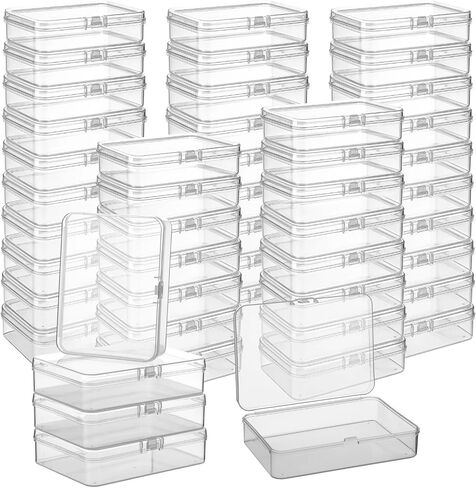 50Pcs Clear Crayon Box with Lid, Rectangular Mini Containers Storage Boxes Bulk,PP Plastic Square Arts Crafts Organizer, 4.53 x 3.35 x 1.10 in Multi-Purpose Containers for Jewelry Beads in Kuwait