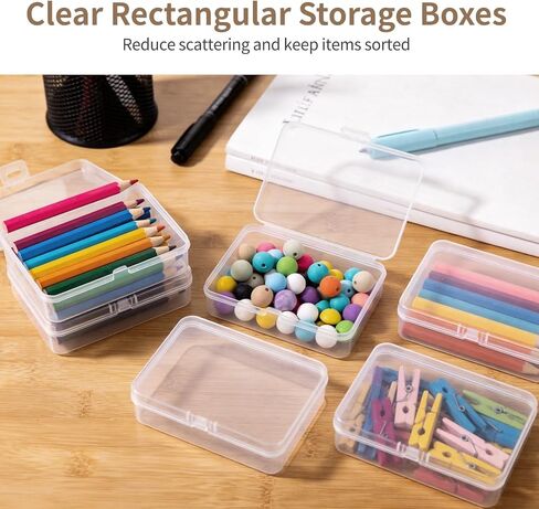 50Pcs Clear Crayon Box with Lid, Rectangular Mini Containers Storage Boxes Bulk,PP Plastic Square Arts Crafts Organizer, 4.53 x 3.35 x 1.10 in Multi-Purpose Containers for Jewelry Beads in Kuwait