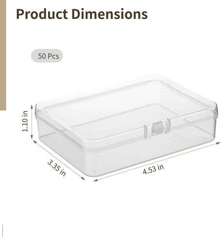 50Pcs Clear Crayon Box with Lid, Rectangular Mini Containers Storage Boxes Bulk,PP Plastic Square Arts Crafts Organizer, 4.53 x 3.35 x 1.10 in Multi-Purpose Containers for Jewelry Beads in Kuwait