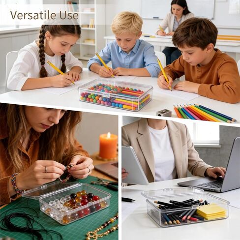 50Pcs Clear Crayon Box with Lid, Rectangular Mini Containers Storage Boxes Bulk,PP Plastic Square Arts Crafts Organizer, 4.53 x 3.35 x 1.10 in Multi-Purpose Containers for Jewelry Beads in Kuwait