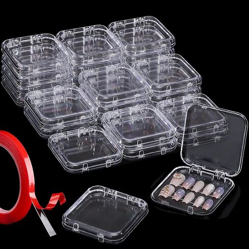 27PCS Press on Nail Boxes with 5M Nail Tape, Acrylic Fake Nail Storage Case in Kuwait