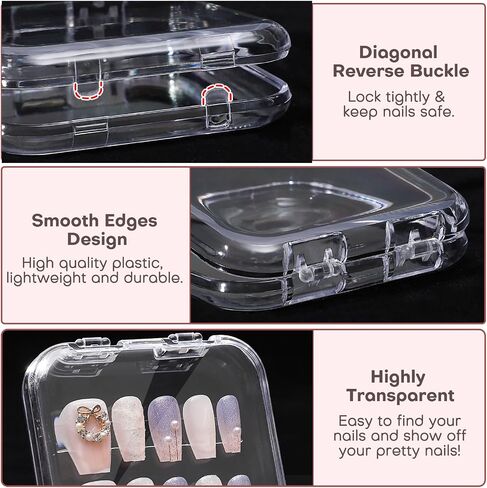 27PCS Press on Nail Boxes with 5M Nail Tape, Acrylic Fake Nail Storage Case in Kuwait