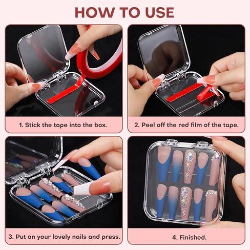 27PCS Press on Nail Boxes with 5M Nail Tape, Acrylic Fake Nail Storage Case in Kuwait