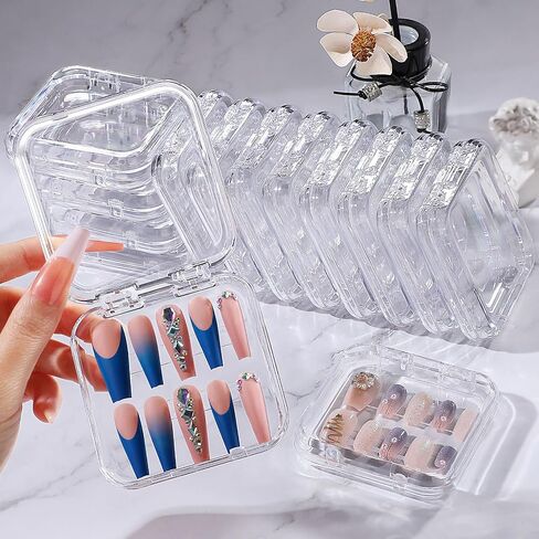 27PCS Press on Nail Boxes with 5M Nail Tape, Acrylic Fake Nail Storage Case in Kuwait