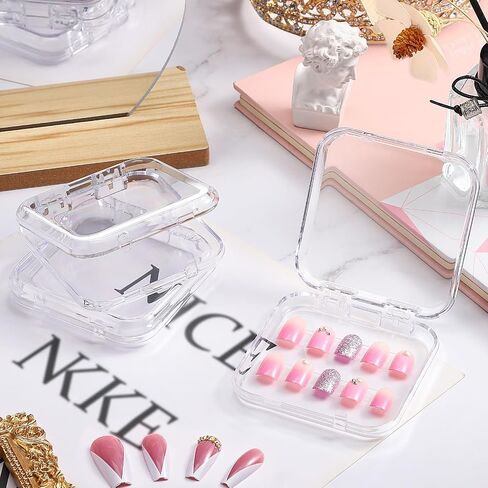 27PCS Press on Nail Boxes with 5M Nail Tape, Acrylic Fake Nail Storage Case in Kuwait