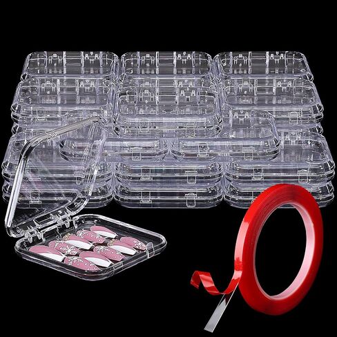 27PCS Press on Nail Boxes with 5M Nail Tape, Acrylic Fake Nail Storage Case in Kuwait