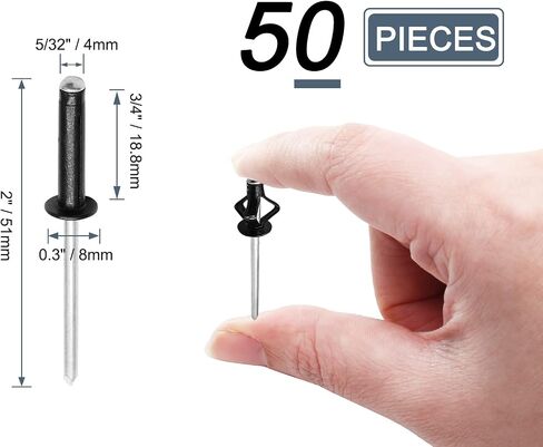 3/16" x 3/4" Tri Grip Rivets Assortment - 50Pcs, Silver Trifold Exploding Pop Rivets Aluminum Trifold Trivets Big Head Pop Rivets for Marine Boat Kyaka in Kuwait