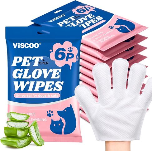 VISCOO 60Pcs Pet Glove Wipes for Dogs & Cats, Pet Cleaning Gloves,Dog Wipes in Saudi Arabia