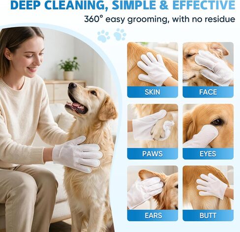 VISCOO 60Pcs Pet Glove Wipes for Dogs & Cats, Pet Cleaning Gloves,Dog Wipes in Saudi Arabia