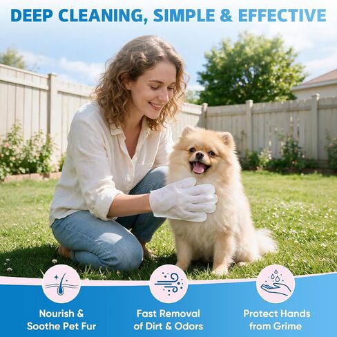 VISCOO 60Pcs Pet Glove Wipes for Dogs & Cats, Pet Cleaning Gloves,Dog Wipes in Saudi Arabia