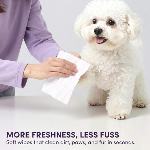 Dog Wipes Individually Wrapped for Paws and Butt, Travel Size Pet Wipes for Dogs, Puppy Cleaning Wipes for Face, Ears, Eyes, No Rinse Grooming Wipes, Deodorizing Lavender, 30 Count On-The-Go Packs in Kuwait