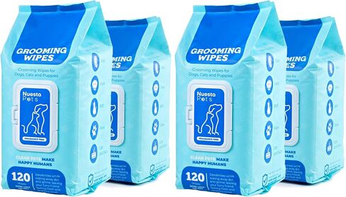Pets XL Hypoallergenic Dogs Puppy Grooming Cloths -120 Wipes, 2 Pack in Kuwait