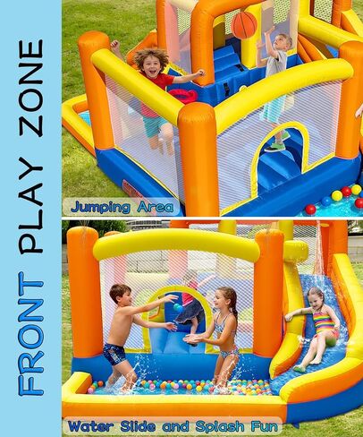 HuaKastro Dual-Zone Bounce House with 2 Slides, 2 Climbing Walls, 2 Pools in Kuwait