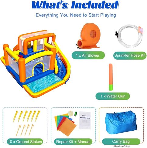 HuaKastro Dual-Zone Bounce House with 2 Slides, 2 Climbing Walls, 2 Pools in Kuwait