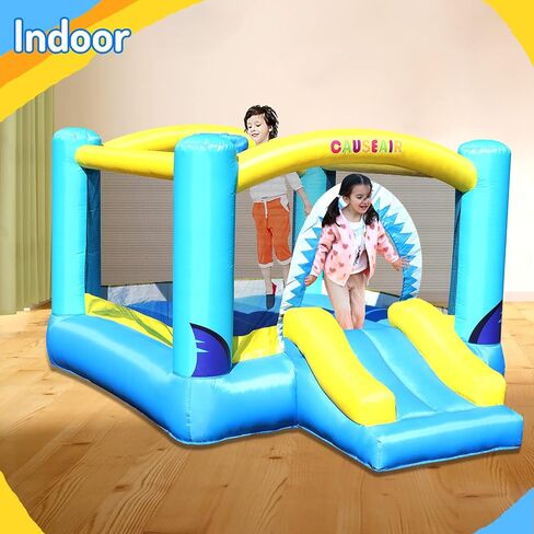 Causeair Inflatable Bounce House for Kids Jumping Outdoor&Indoor,Bouncy Castle with Durable Double Sewn,Basketball Hoop,Shark Theme in Kuwait