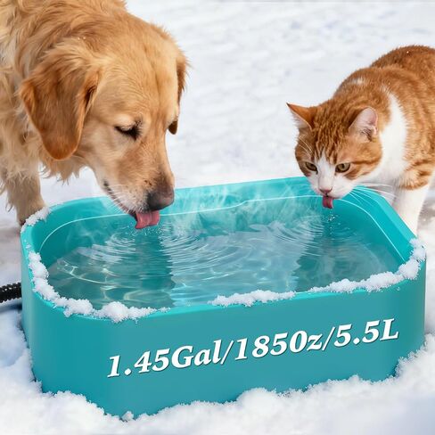 IPOW 1.45 Gal/5.5L Extra Large Heated Water Bowl with 5 Layers Design for Heating & Heat Preservation Provides Drinkable Water & Food in Winter Heated Pet Bowl for Cat Rabbit Chicken Duck Squirrel in Saudi Arabia