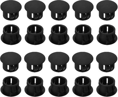 Heyiarbeit 40pcs Hole Plugs 3/8" / 10mm Nylon Plastic Round Snap in Type Locking Hole Tube Furniture Fencing Post Pipe Insert End Caps Black Tone in Saudi Arabia