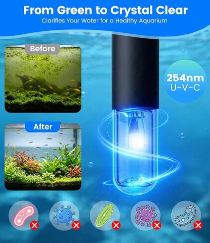 Aquarium Filter with U-V Light, Turtle Tank Filter for Up to 10 Gallon in Saudi Arabia