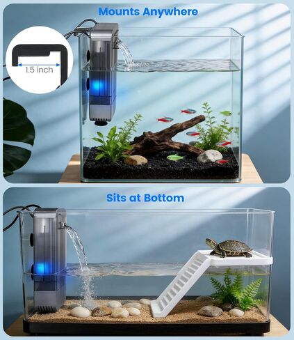 Aquarium Filter with U-V Light, Turtle Tank Filter for Up to 10 Gallon in Saudi Arabia