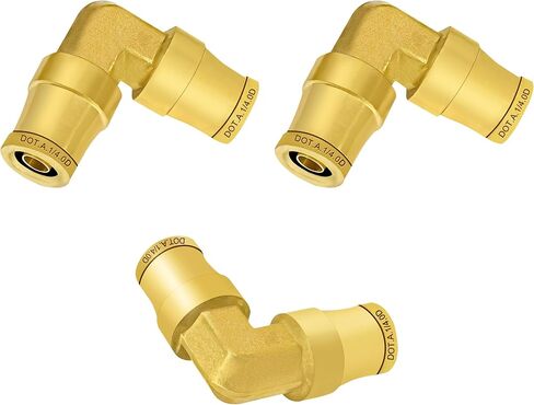 Siptenk 3PCS 1/4" Elbow DOT Brass Push to Connect Fittings, Air Brake Line Quick Connect for Truck Trailers Industry Air System in Kuwait