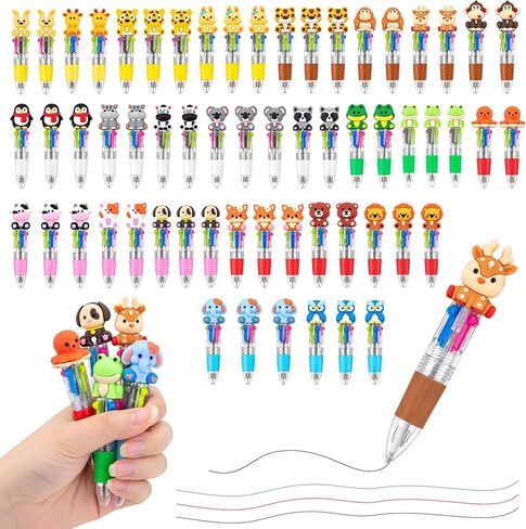 24 Pcs Mini Animal Pens in One 4-in-1, 0.5mm, Multicolor in Saudi Arabia