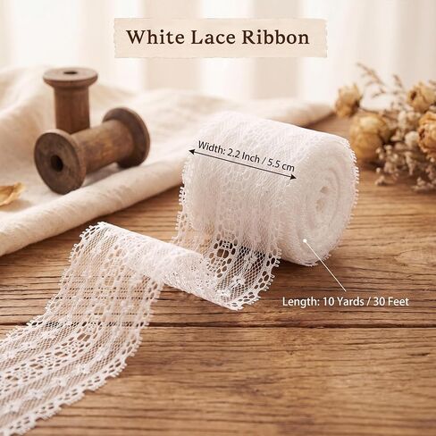 2.2 Inch Lace Trim Ribbon 10 Yards White Lace Ribbon (1 Roll /10 Yards) in Saudi Arabia